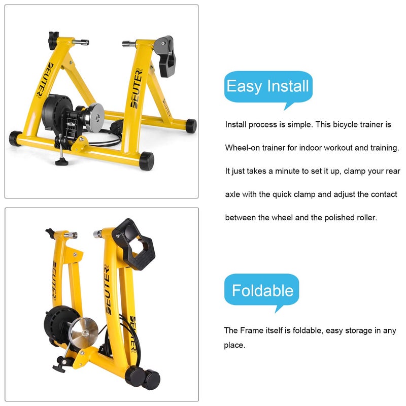 CXWXC مدرب دراجات، حامل دراجات مغناطيسي ثابت لركوب التمارين الداخلية، 26-29" وعجلات 700C، مزود بعمود تحرير سريع وكتلة رفع العجلة الأمامية - Image 5